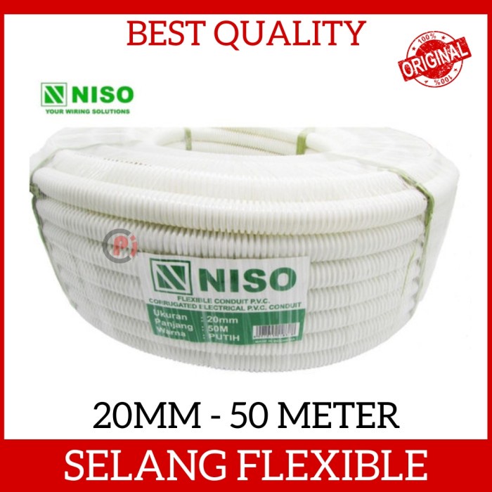 NISO Selang Flexible 20mm Conduit Pipa Listrik Panjang 50 Meter / Roll