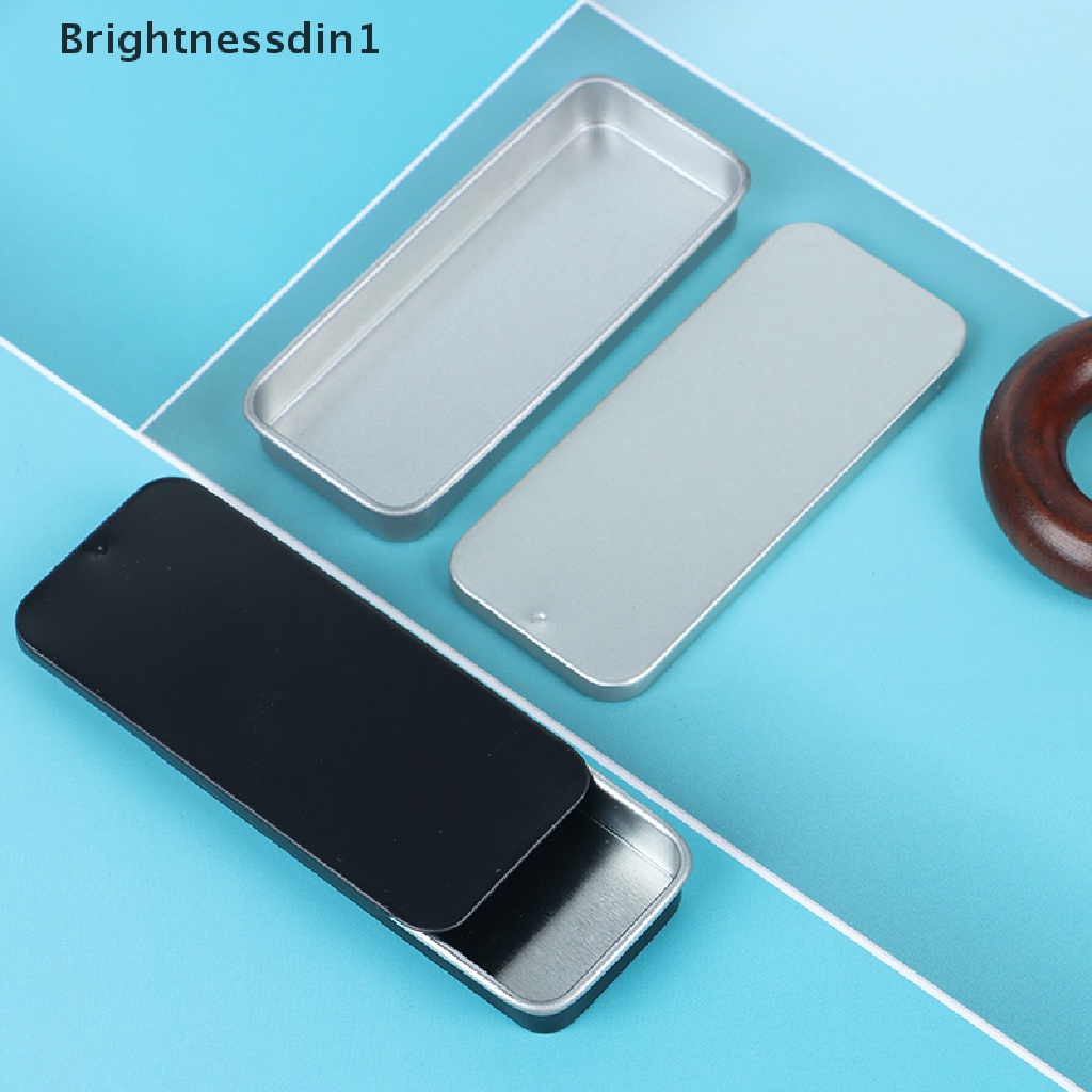 [Brightnessdin1] Kotak Kaleng Portable Mini Besi Slide Penutup Penyimpanan Perhiasan Pill Cases Wadah Bisa Butik