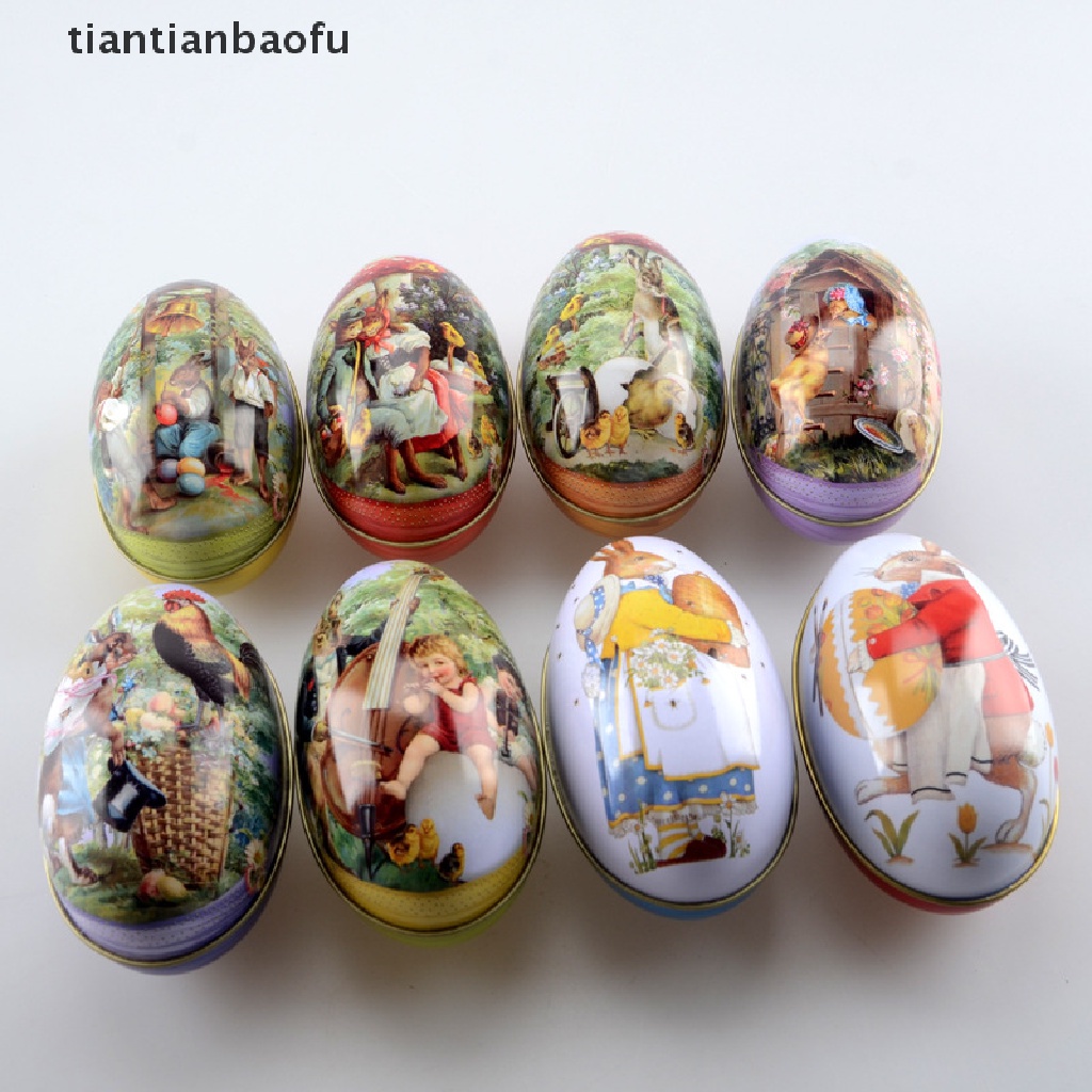 [tiantianbaofu] Easter Candy Metal Besi Kotak Kartun Telur Pring Kelinci Bunny Liburan Pesta Kotak Butik