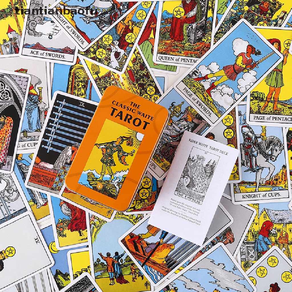 [tiantianbaofu] Kotak Besi Rider Waite Tarot Card Ramuan Ramalan Deck Party Game w/Manual Boutique