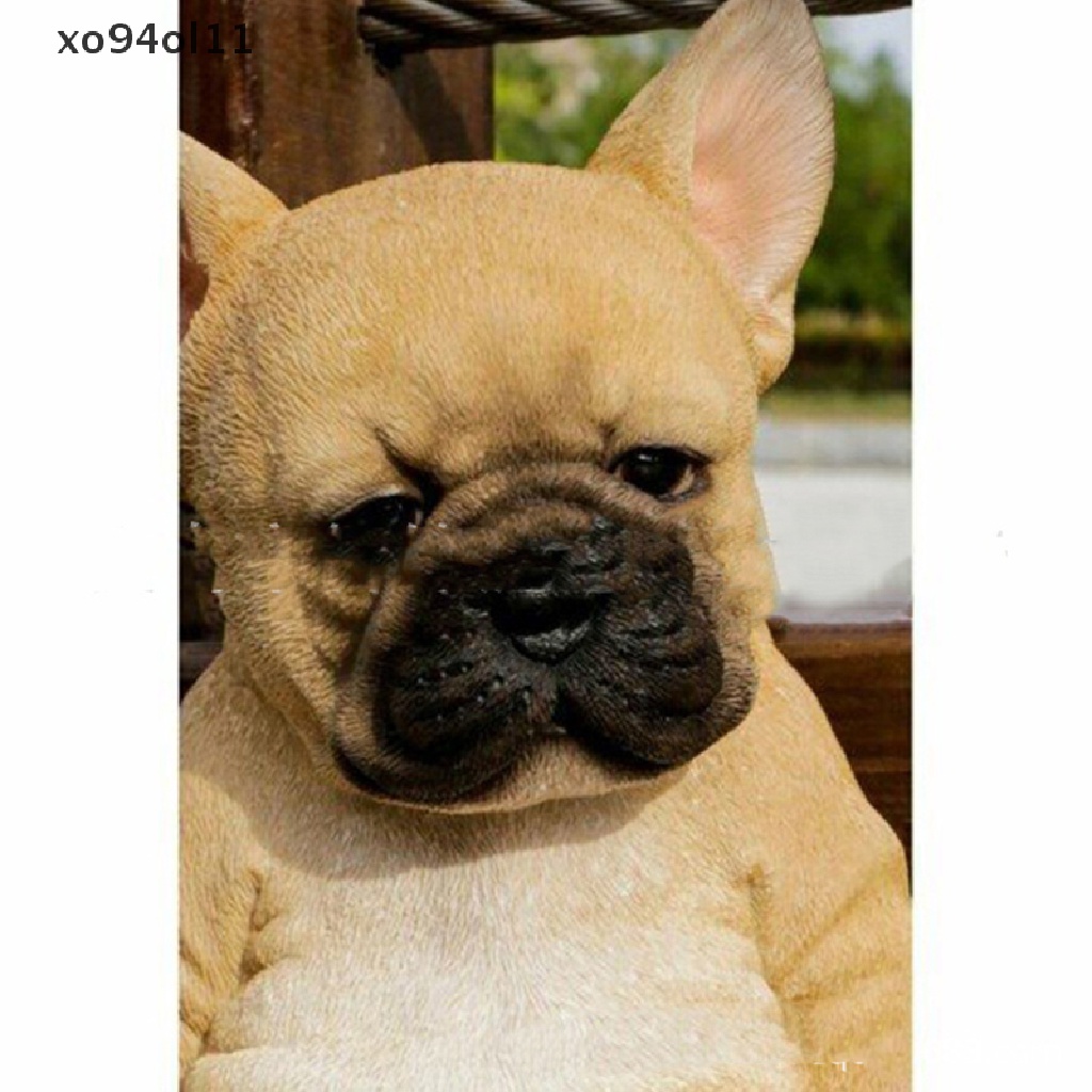 Xo Sleepy French Bulldog Puppy Statue Patung Rumput Resin Super Lucu Halaman Taman OL