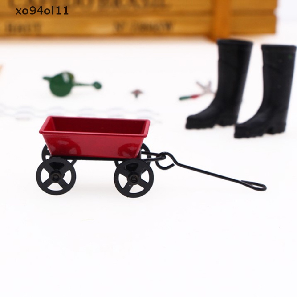 Xo Keranjang Penarik Kecil Metal Merah1: 12mini Lucu Rumah Boneka Mainan Hadiah Ornamen Miniatur Taman Furniture Accessorie OL