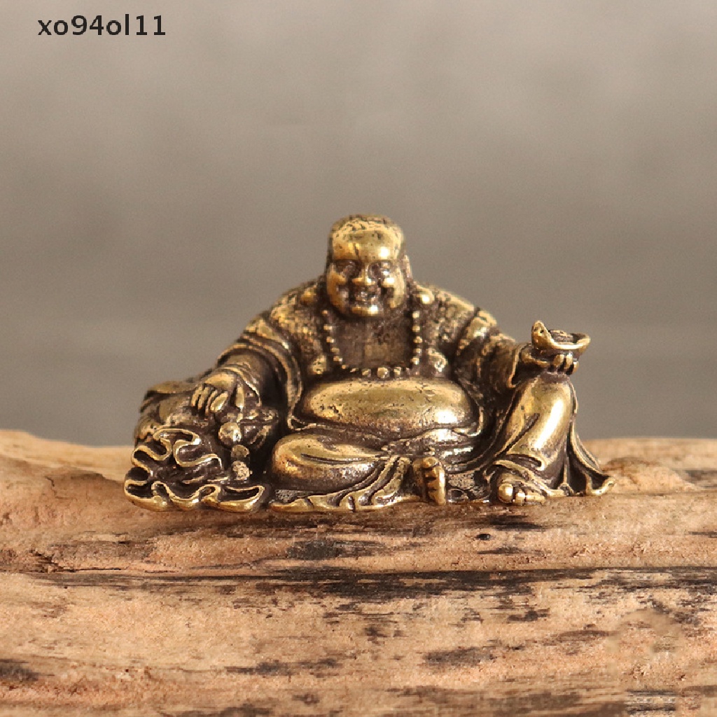 Xo Tembaga Murni Maitreya Buddha Patung Kecil Ornamen Feng Shui Dekorasi Rumah OL