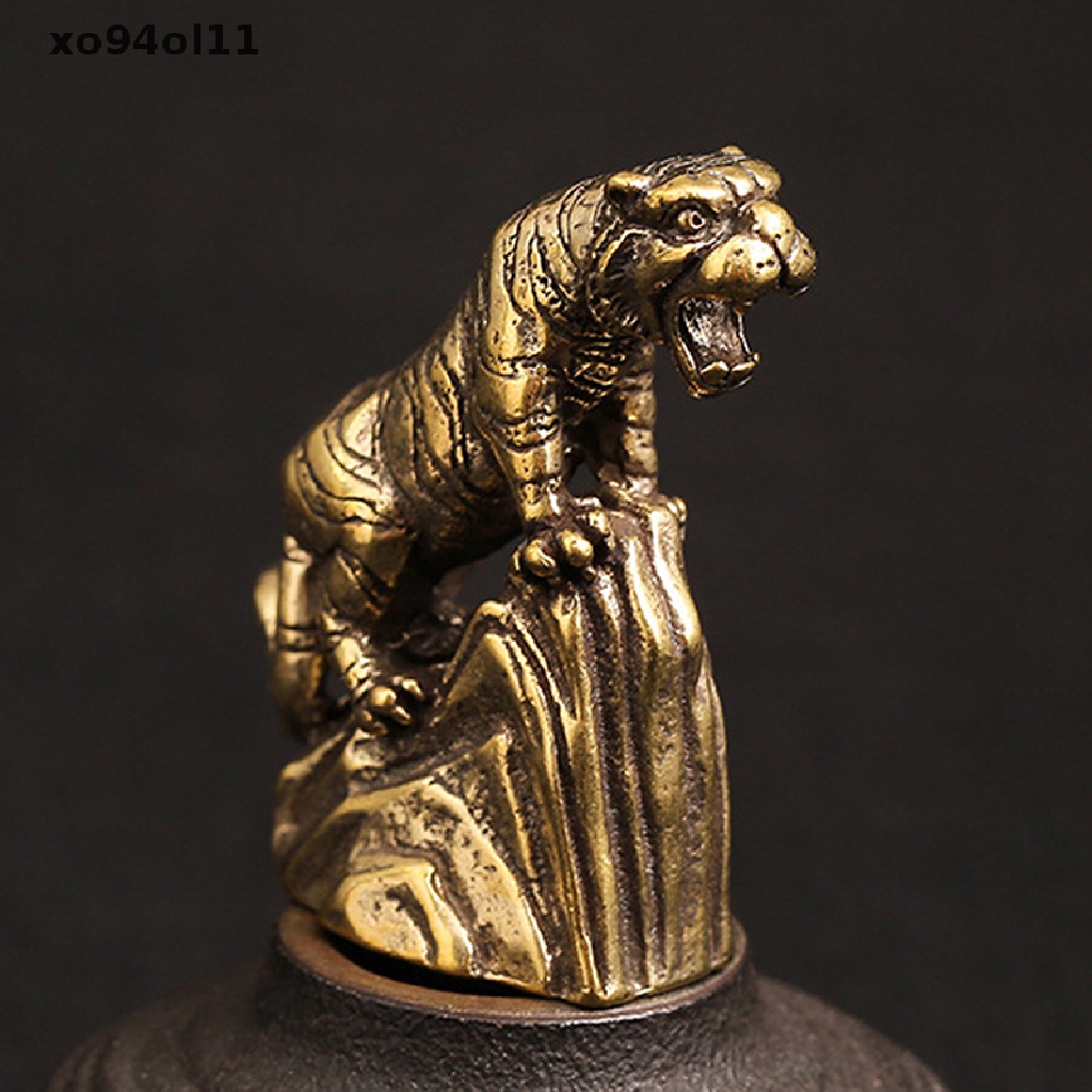 Xo Tiger Casg Animal Figurine Metal Retro Patung Dekorasi Desktop Hadiah OL