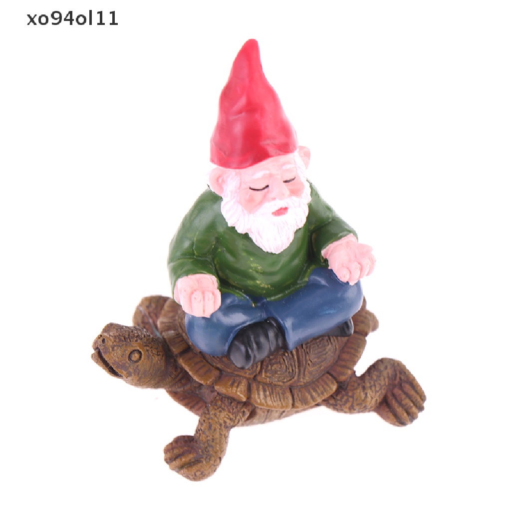 Xo Patung Gnome Taman Lucu Gnome Sitg On tortoise Statue Dwarf Ornament OL