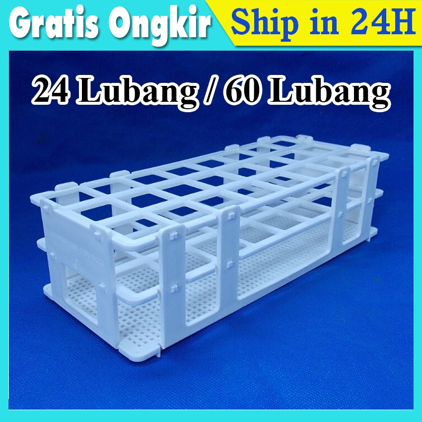 Rak Tabung Reaksi 60 Lubang Plastik / Test Tube Rack