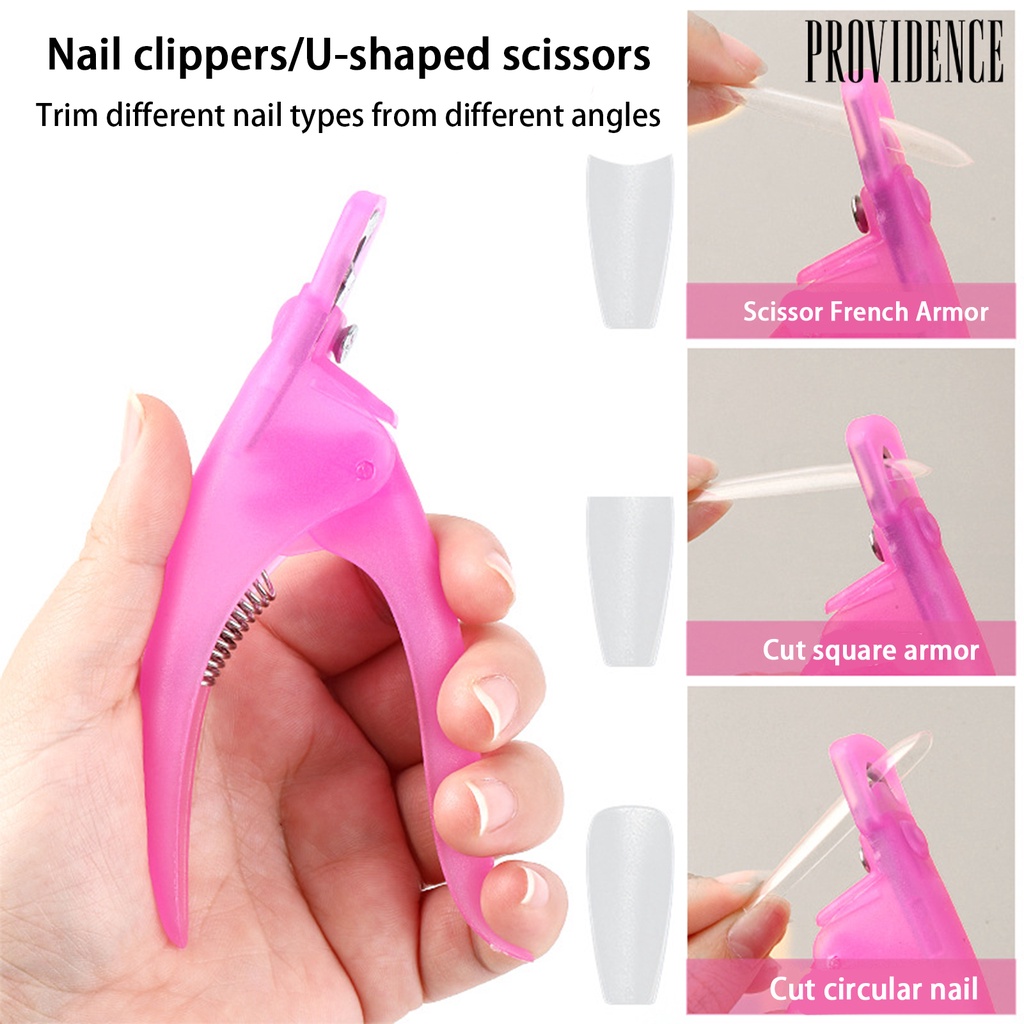 Providence Nail Tip Cutter Desain Pegas Ergonomis Tepi Lurus Pisau Tajam Hemat Tenaga Kerja Alat Manicure U-Type Profesional Gunting Kuku Palsu Perlengkapan Salon