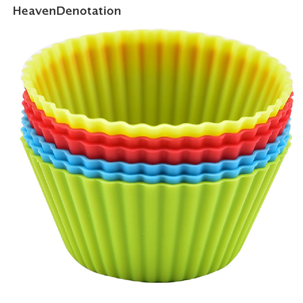 [HeavenDenotation] 5pcs Cetakan Silikon Bulat Cupcake Muffin Cup Baking Cookies Egg Tart Jelly Mold HDV