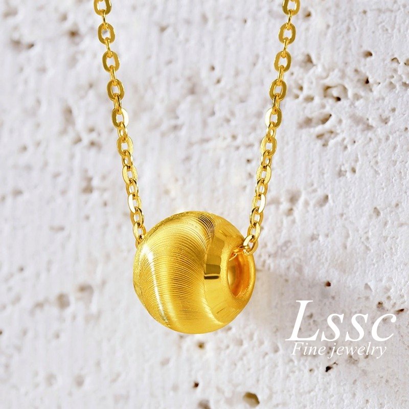 Kalung Titanium Bola Emas 18K Anti Karat Keberuntungan Cantik Korea Aksesoris Wanita Perhiasan Fashion