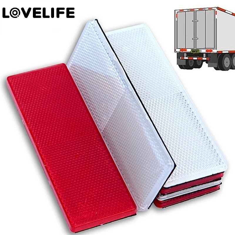 Hot Sale/1Pc Stiker Plat Peringatan Reflektif Merah Putih Untuk Truk Mobil Trailer Perekat Plastik Decals Safety Warning Reflektor Strip Persegi Panjang Tanda Aksesoris Kendaraan