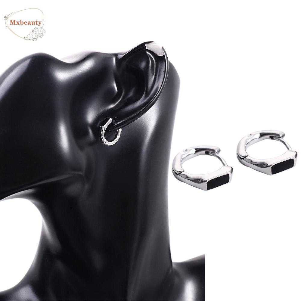 Mxbeauty Pria Hoop Earrings Minoritas Kepribadian Wanita Pesta Punk Perak Plat Pria Aksesoris