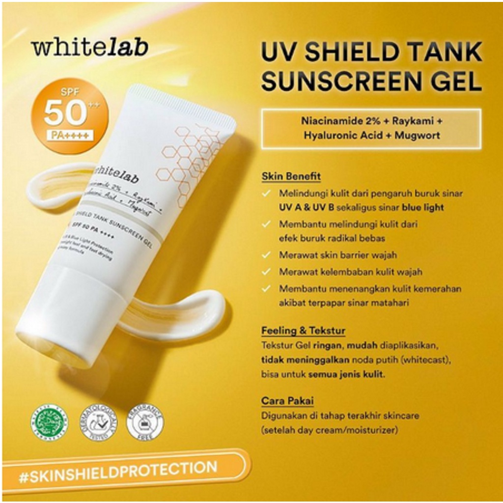 WHITELAB UV Shield Tank Sunscreen Gel SPF 50++ PA++++ - Sunscreen Sunblock WHITELAB 30 gr