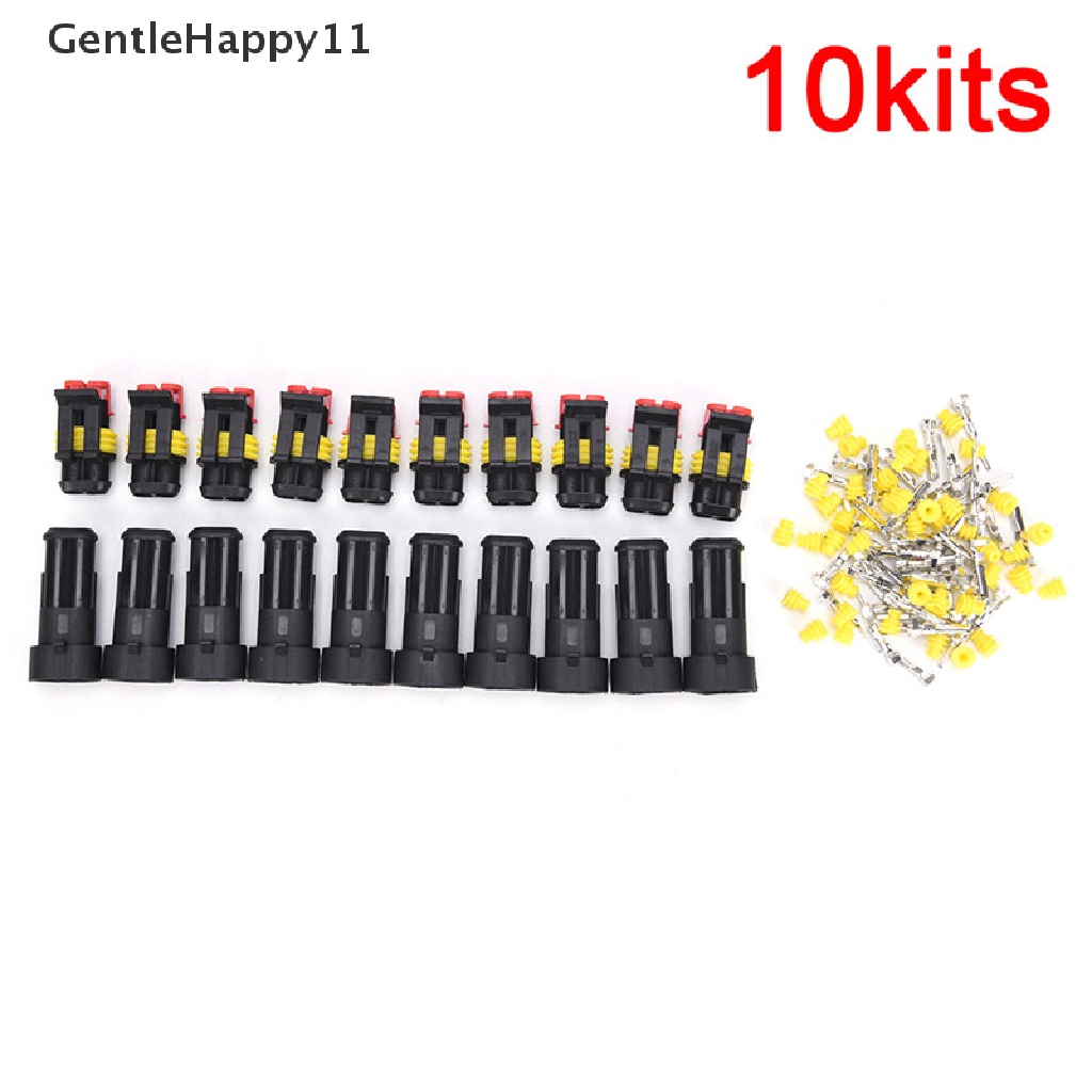 Gentlehappy 10kit 2pin Way Sealed Konektor Kawat Listrik Tahan Air Plug Mobil Auto Sets id