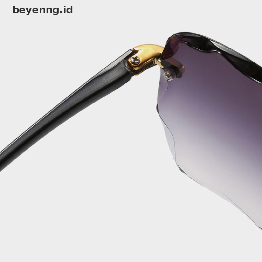 Beyen UV400 Perlindungan Square Rimless Sunglasses Untuk Wanita Berwarna Frameless Eyewear Musim Panas Vintage Transparan Gradiasi Kacamata Matahari ID