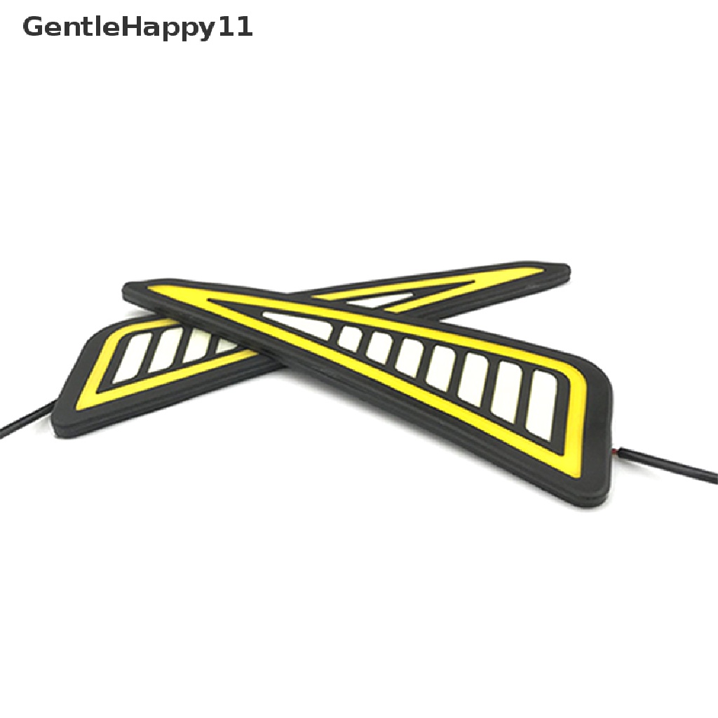 Gentlehappy Lampu LED Bumper Strip Mobil COB Daytime Running Light Kuning Sein DayLight DRL id