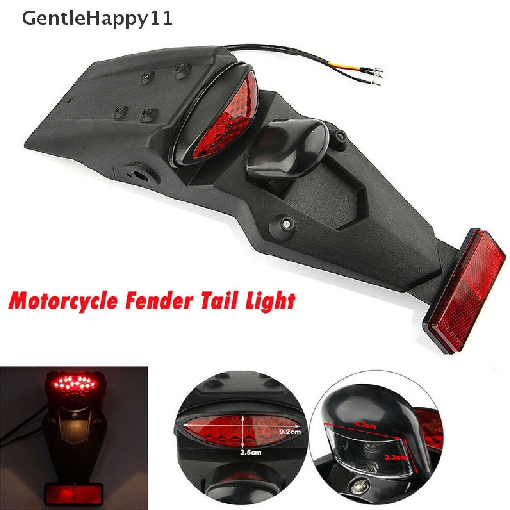 Gentlehappy Universal Spakbor Belakang Sepeda Motor Mudguard Lampu LED Rem Ekor id