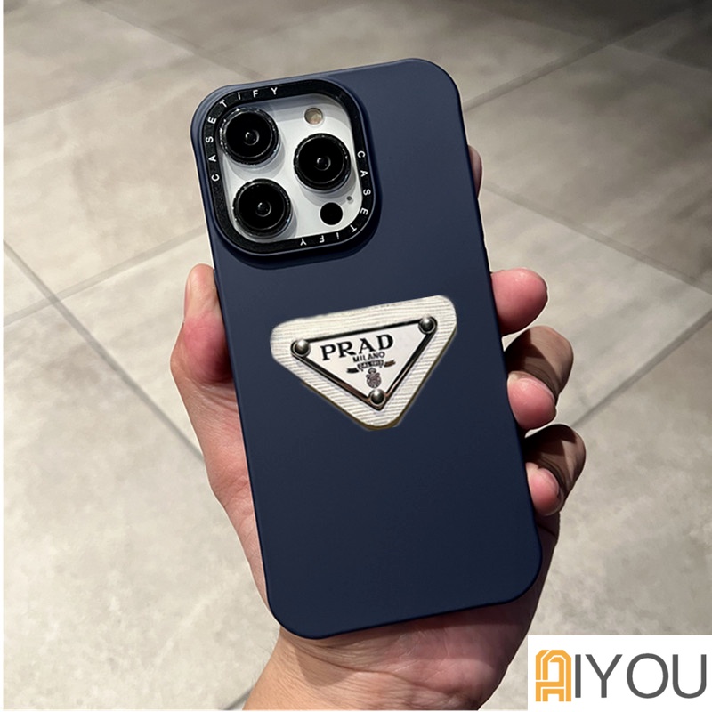 Casing Silikon Casetify Hitam Putih Abu Biru Desain Terinspirasi Dengan label prad Segitiga 3D Untuk iPhone14 Pro MAX 13 12 Pro MAX 11 Pro MAX XS MAX XR X SE 7 8 Plus Soft Case