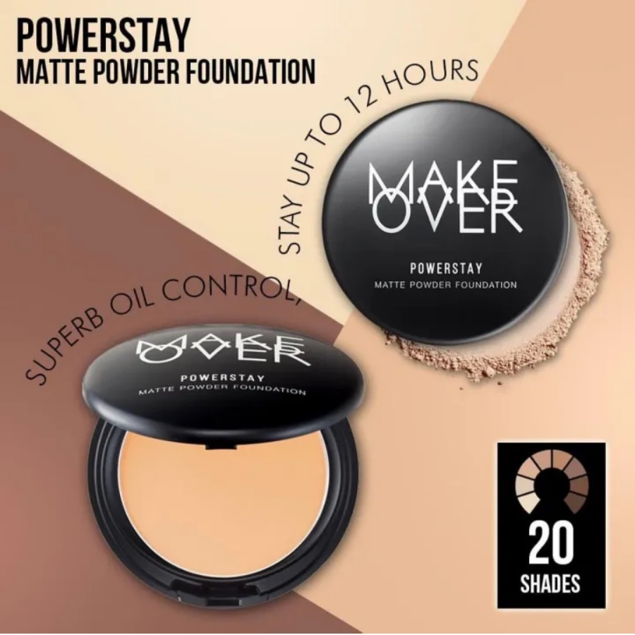 MAKE OVER Powerstay Matte Powder Foundation 12 g - Bedak Padat [ Amaze_Kosmetik ]