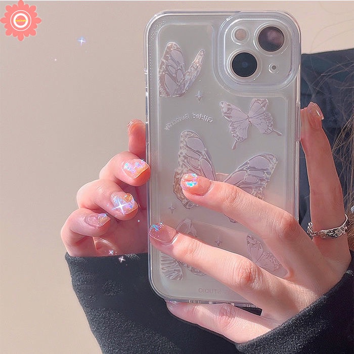 Ins Fantasy Butterfly Clear Case Infinix Hot10 9 8 20 10s 12i 20s 10t 11s 10s NFC Smart 4-5 6 Plus Panas9 10 11 12 Play Note 12 G96 12 10 Pro 12 2023 Soft Cover Pelindung