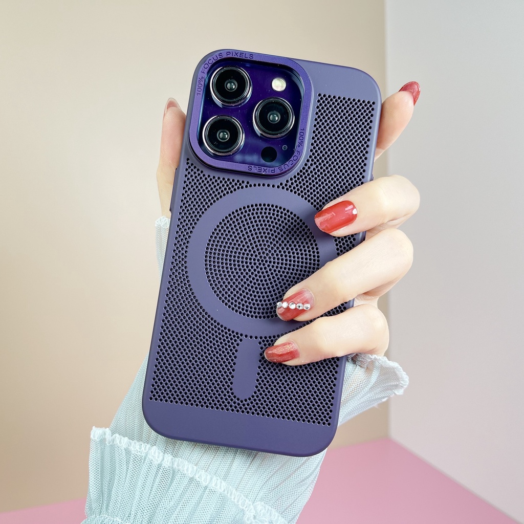 IPHONE Casing Ponsel Desain Grid Pendingin Burik Bahan Baja Kompatibel Dengan Iphone12 13 14 11 Pro Max Ggrfd