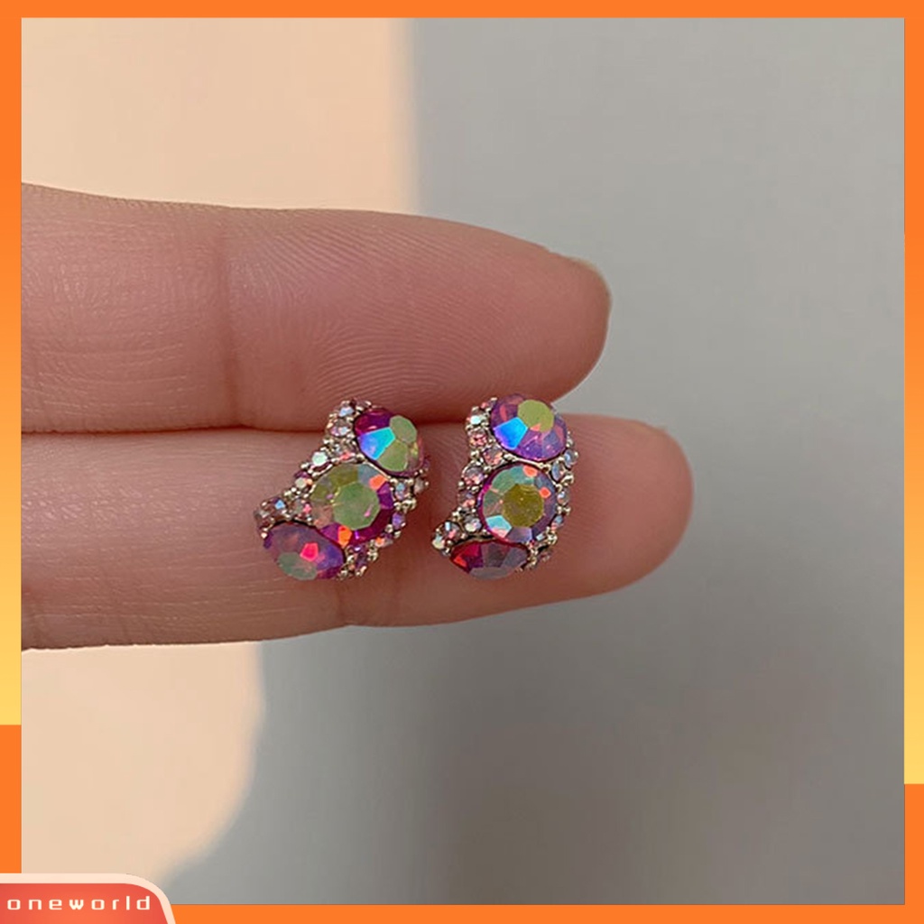 [EONE] 1pasang Anting Wanita Tidak Luntur Shinny Mewah Electroplating Cubic Zirconia Dekorasi Hypoallergenic Perempuan Trendi Stud Earrings Aksesoris Pakaian