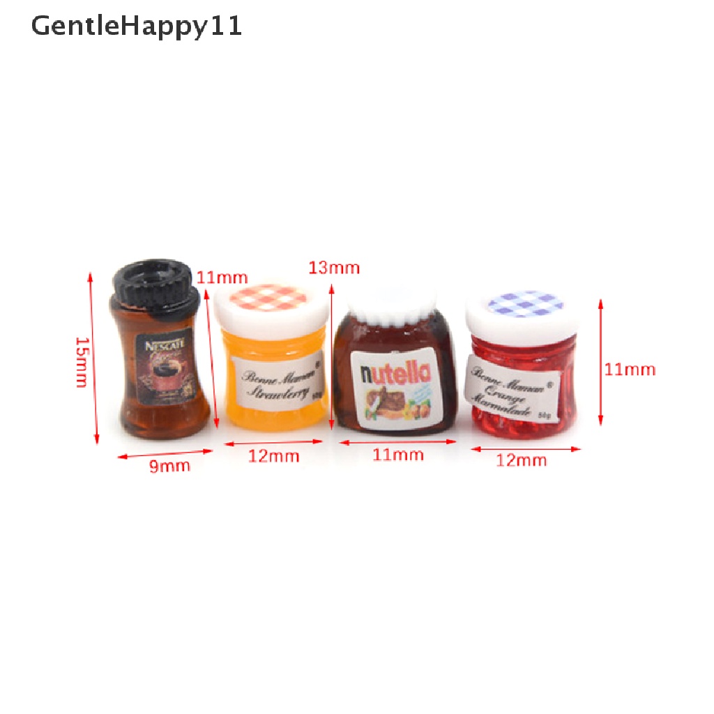 Gentlehappy 4pcs/set Miniatur Rumah Boneka1: 12dapur Makanan Selai Bumbu Kopi DIY Decor id