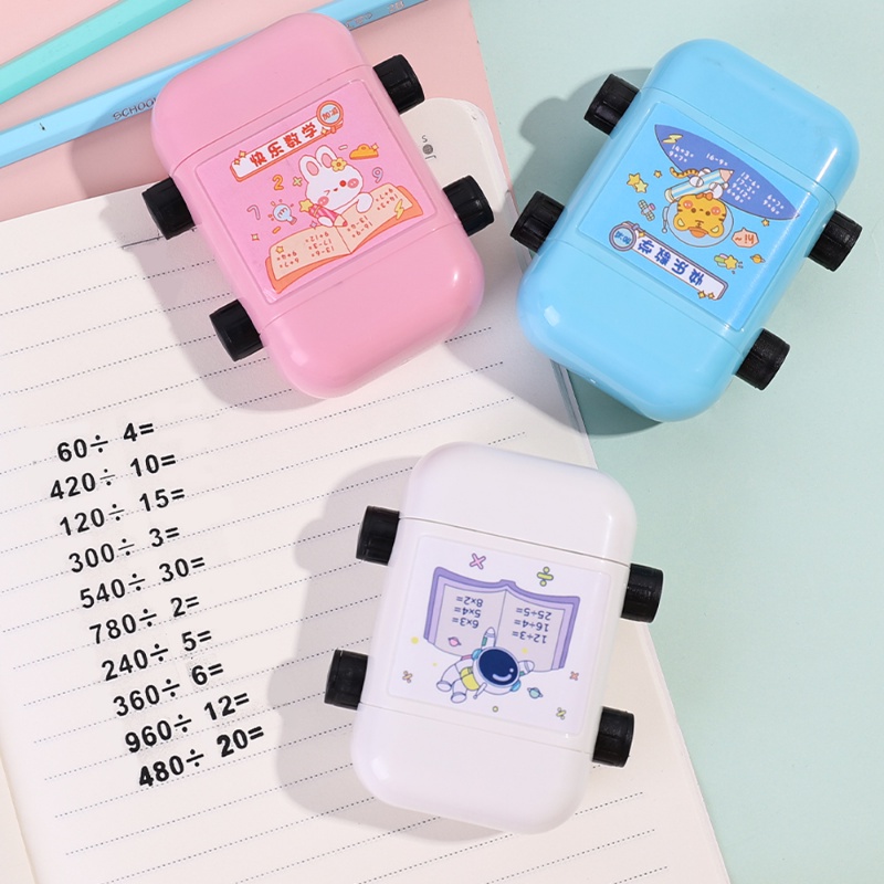 Stylish 2in1 Penjumlahan Dan Pengurangan Perkalian Dan Pembagian Mengajar Cap Lucu Kreatif Double-Head Roller Segel Mengajar Digital Dalam100Ajar Matematika Untuk Anak-Anak