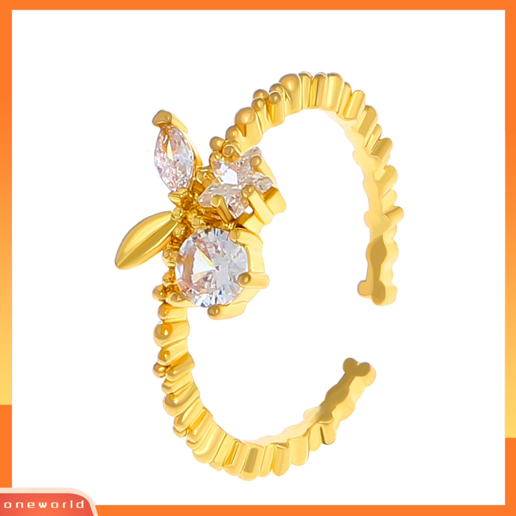 [EONE] Wanita Cincin Pembukaan Adjustable Temperamen Tidak Rata Geometris Berlian Imitasi Cherry Star Finger Ring Fashion Perhiasan