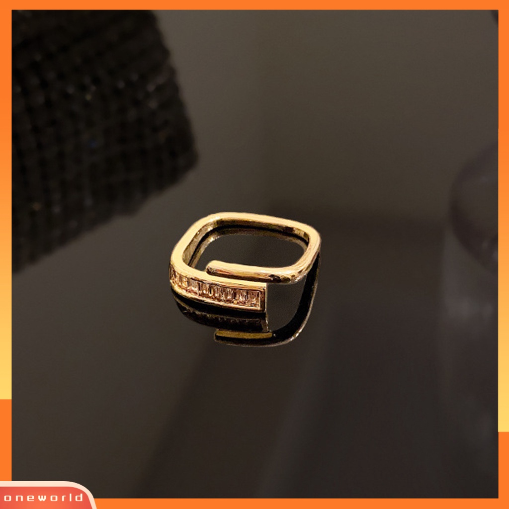 [EONE] Cincin Jari Double Layer Geometris Mengkilap Pembukaan Yang Dapat Disesuaikan Gaya Korea Tembaga Wanita Silver Finger Ring Pakaian Sehari-Hari