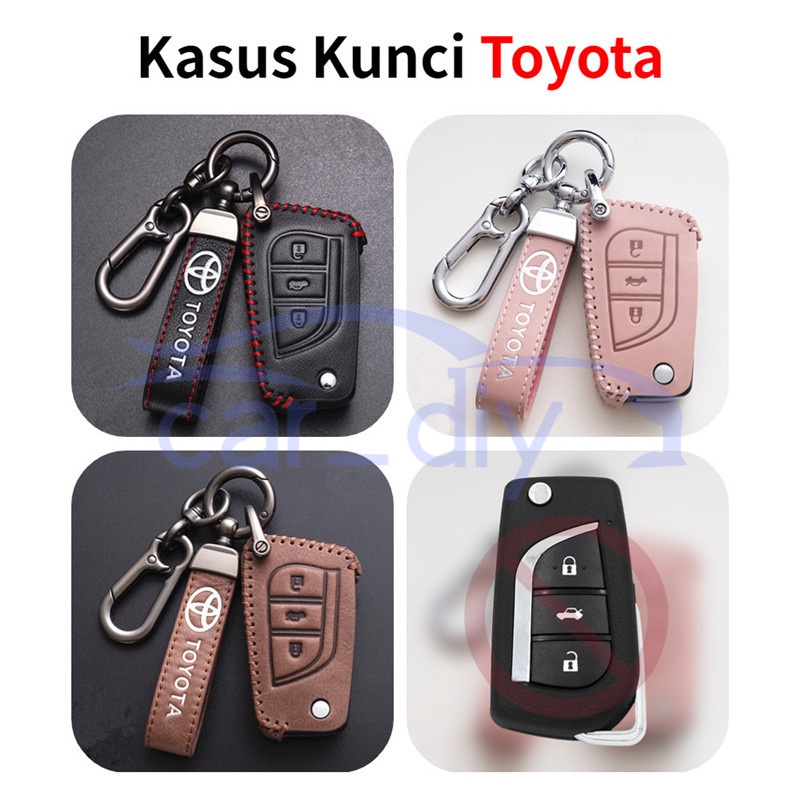 Kasus Kunci Kulit Penutup Jarak Jauh Mobil Gantungan Untuk Toyota Corolla Hilux Revo Innova Rav4 Fortuner Cangkang Pelindung Car Remote Key Case