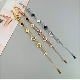 GROSIR Gelang tangan L  V titanium stainless steel 316L import berkualitas anti karat bisa bayar di tempat COD