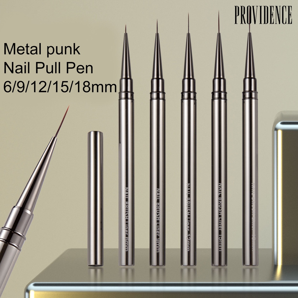 Providence6 /9 /12 /15 /18mm Nail Art Pen Fleksibel Bulu Nilon Lembut Ujung Halus Non-slip Handle Pegangan Yang Baik Desain Kuku Kuku Kuku Logam Gel Polish Sikat Lukisan Nail Liner Brush