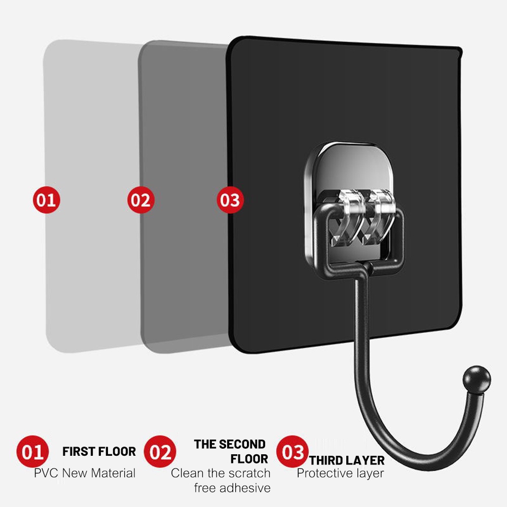 Gantungan Tempel Dinding Seamless Kait Penyimpanan/Penyimpanan Pintu Hemat Ruang Heavy Duty Rack Hanger/Dinding Kamar Mandi Dapur Tas Handuk Tempat Penyimpanan Kunci/Rak Dinding Multifungsi