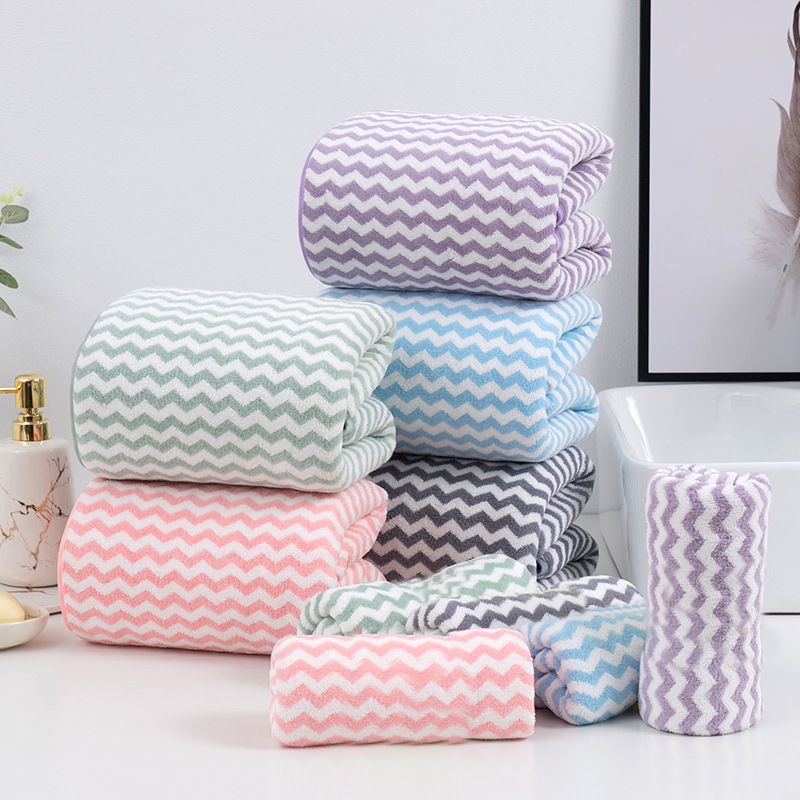 [ COD ]Handuk Mandi Motif Zig-Zag Ukuran 140cm X 70cm Bahan Microfiber Handuk Mandi Dewasa Lembut H15-A