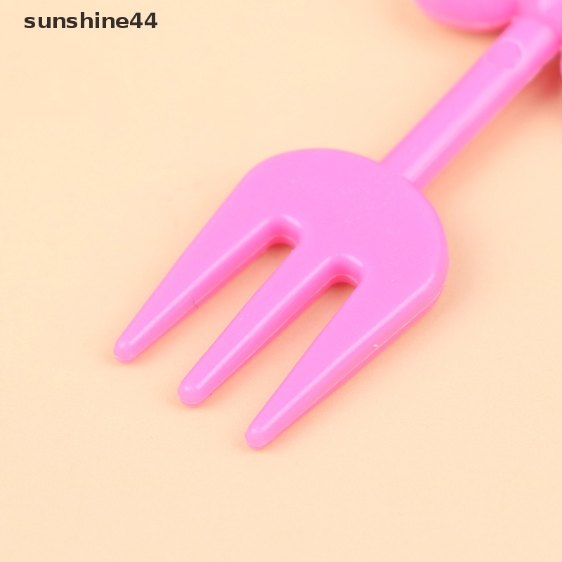 Sunshine 10Pc Mini Anak Hewan Makanan Buah Picks Garpu Kotak Makan Aksesori Dekorasi Alat ID