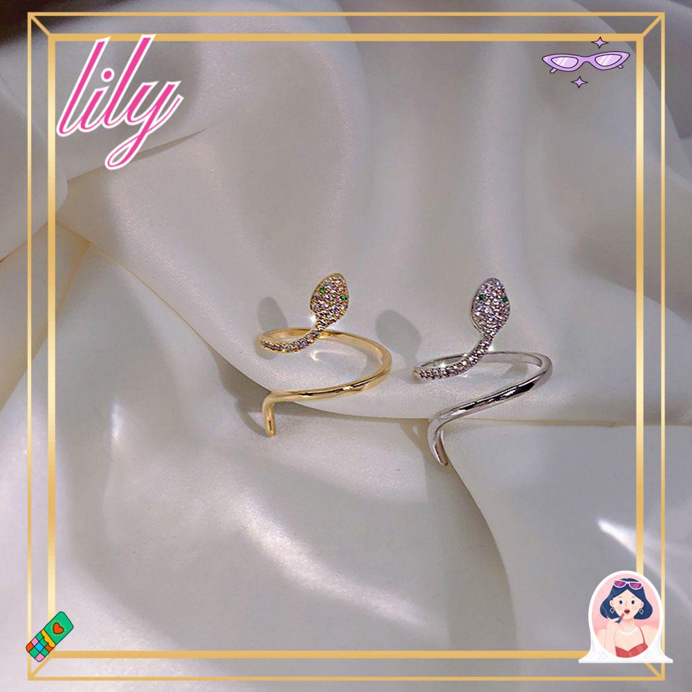 Lily Ring Hadiah Halloween Warna Perak Pembukaan Yang Dapat Disesuaikan Cincin Pesta