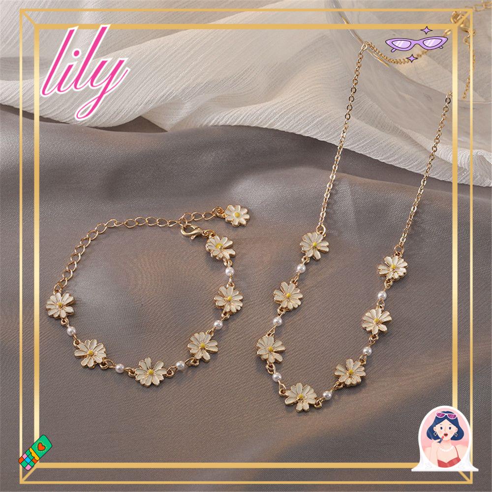 Lily Gelang Krisan Fashion Choker Rantai Alloy Mutiara Buatan