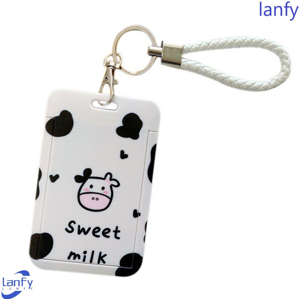 Lanfy Card Holders Key Chain Student Card Sleeve Kartu Kerja Kartun Nama Badge Holders