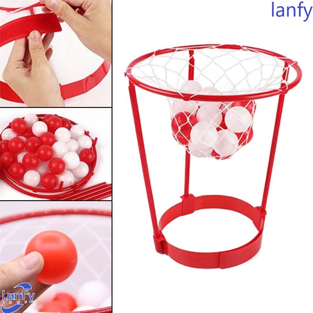 Lanfy Headband Hoop Basket Plastik Game Orang Tua-Anak Dengan 20bola Head Ball Game Catching Basket