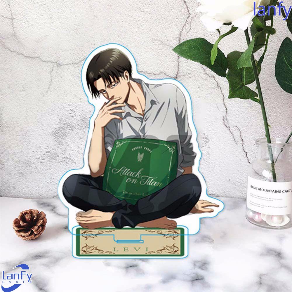 LANFY DIY Attack on Titan kid Gift Desktop Standing Card Desktop Decoration Model Toy Acrylic Stand Japanese Anime Levi Ackerman Figure Decoration Shingeki no Kyojin Figure Model Plate