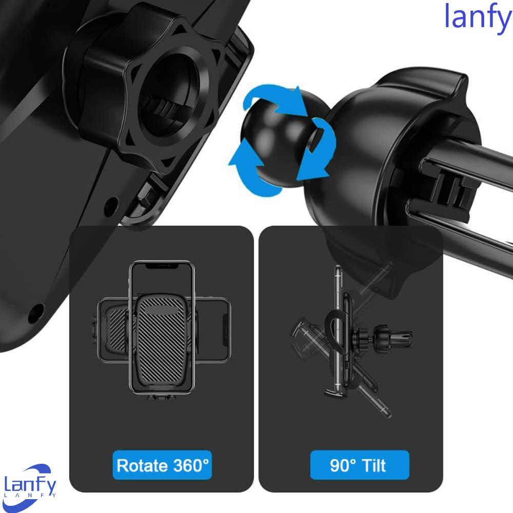 Lanfy Car Air Vent Mount Aksesoris Mobil Fixation Stabil Ventilasi Udara Car Charger Bracket Ball Head Base360° Rotasi Penyangga Hp Mobil Car Phone Holder