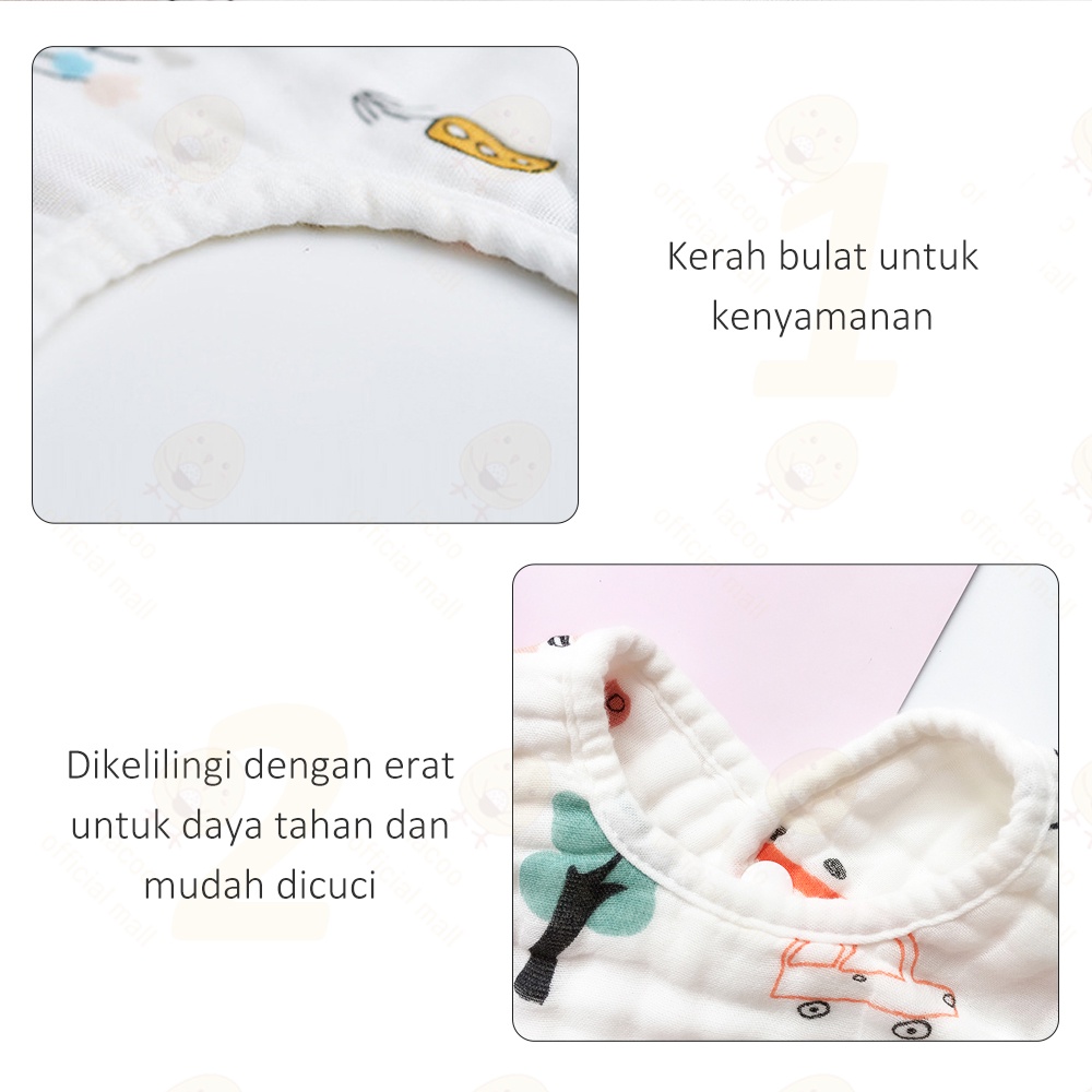 Lacoo Celemek bayi kartun Slabber bayi bentuk U Bib bayi 8 lapis