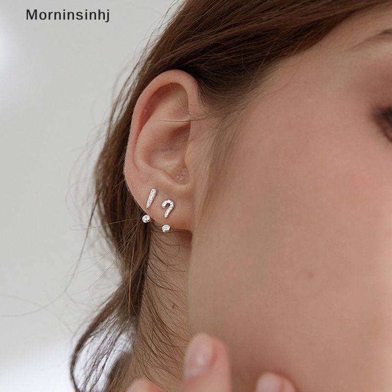 Mornin Anting Stud Tanda Tanya Kristal Fashion Korea Untuk Wanita Warna Silver Aksesoris Perhiasan Pernikahan Hadiah id