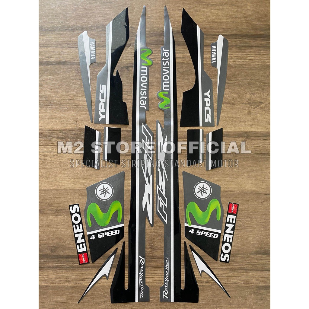 striping stripping Yamaha fiz r Fiz R movistar hitam abu silver sticker stiker body FIZ R F1Z R berk