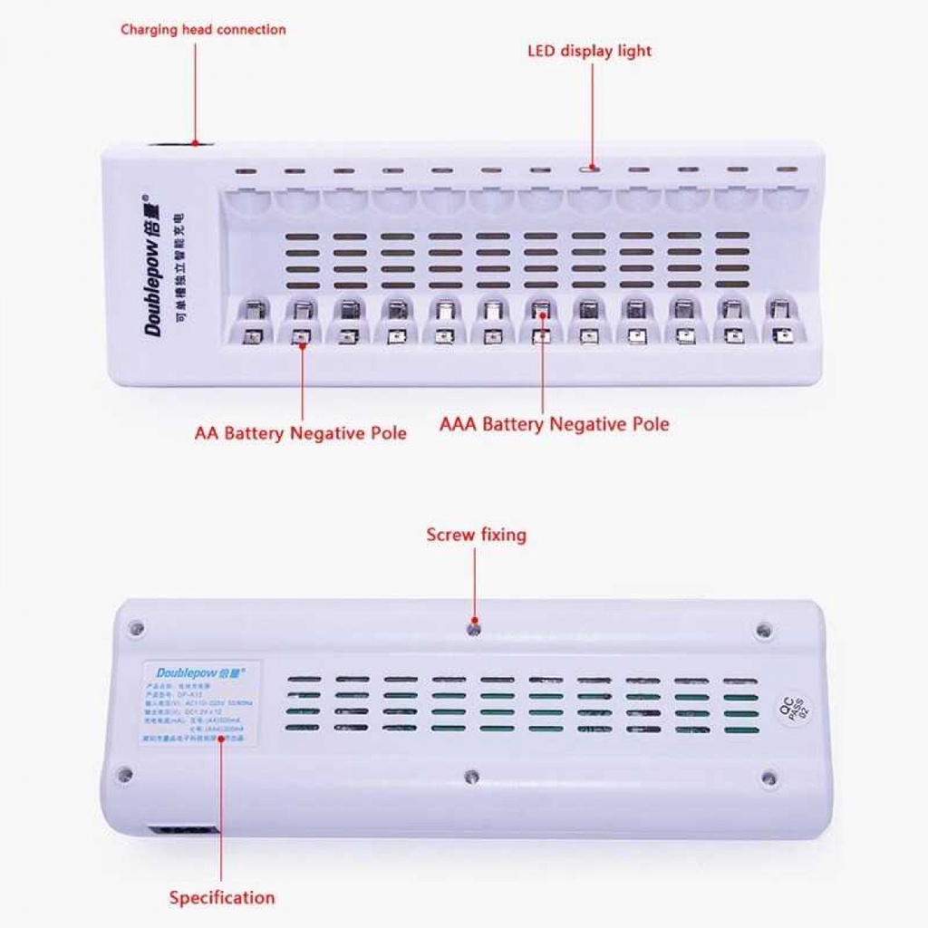 Charger Baterai Jam Remote TV 12 Slot Rapid Charger AA AAA Ni-Mh Ni-Cd