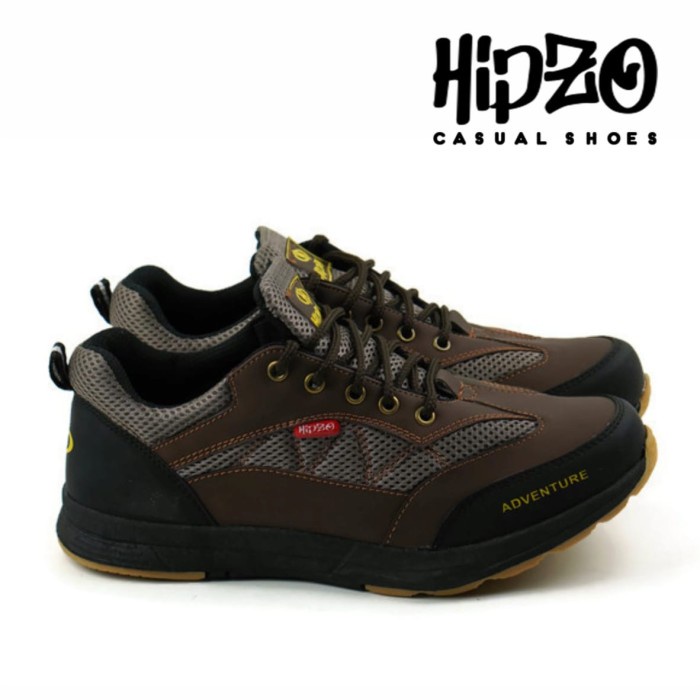 (COD) Sepatu Pria Casual Kerja Hipzo Sepatu Fashion Terbaru Sneakers Pria - Coklat, 43