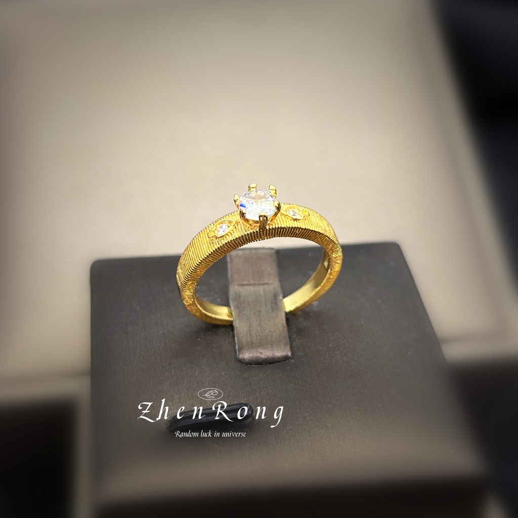 Goldkingdom Fashion Perhiasan Aksesoris Ready Stock Antik-Ukir Emas Sterling Perak Buatan Tangan Bergaris Sisi Sempit Cincin