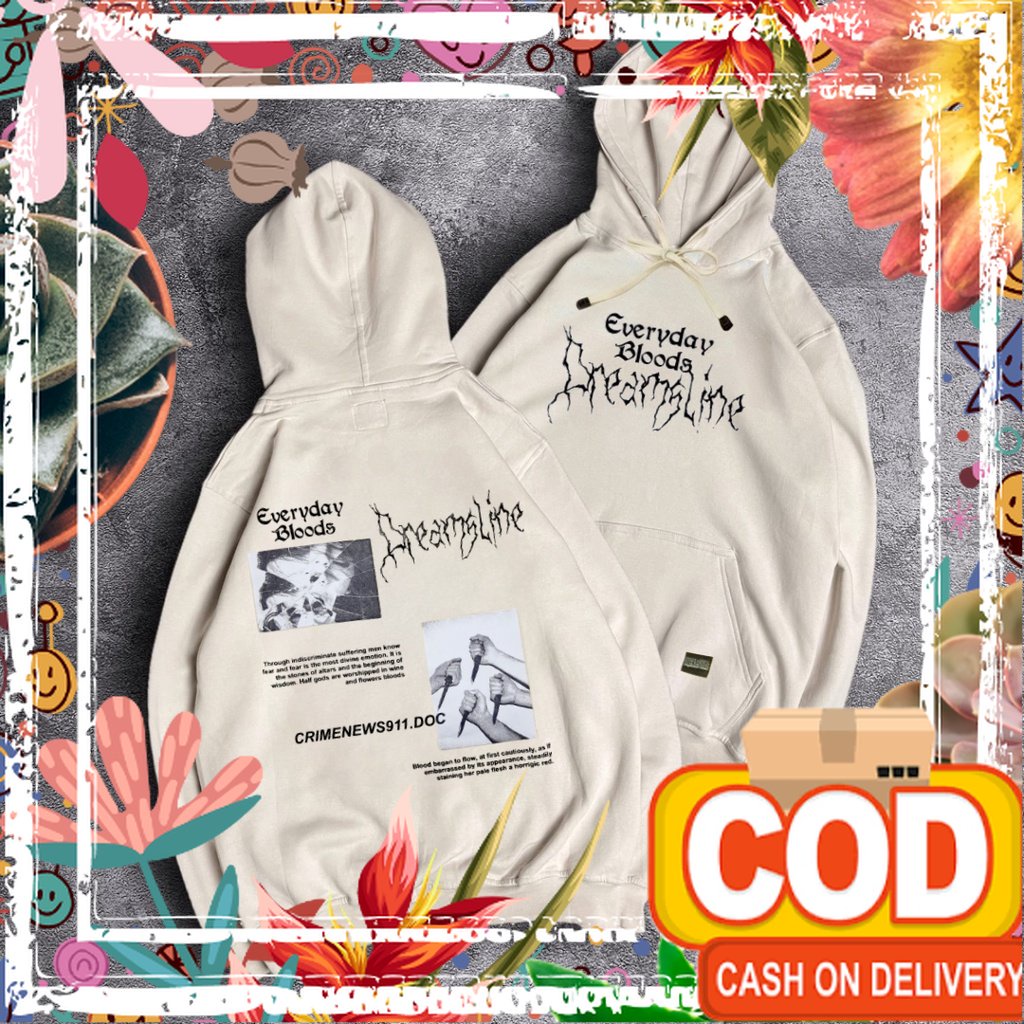 Jaket Hoodie Graphic Cream Motif Everyday Bloods Size M-XL (Pria & Wanita)/ Produk Baru