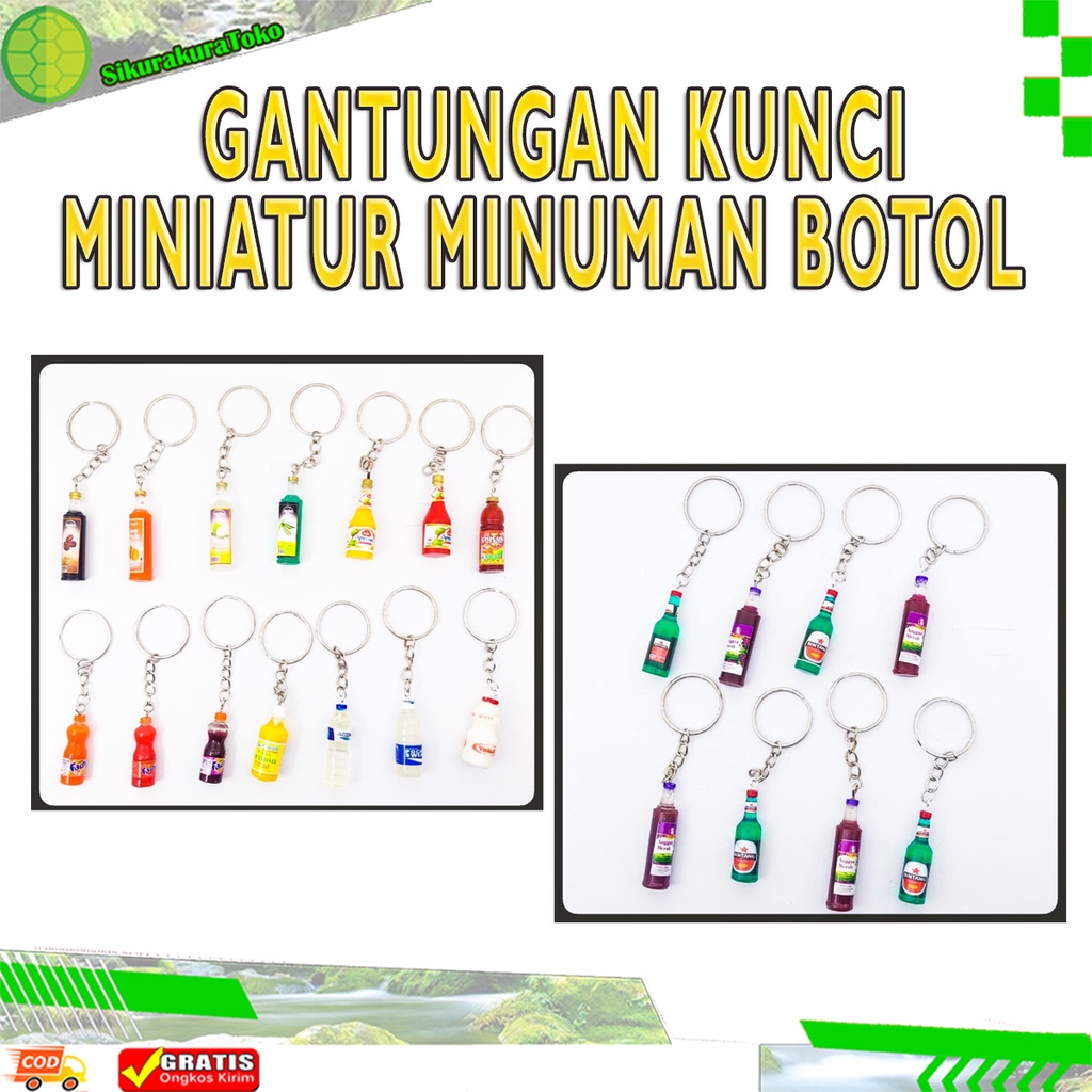 (NCS) Gantungan Kunci Miniatur Minuman Botol Gantungan Kunci Unik Motif Souvenir