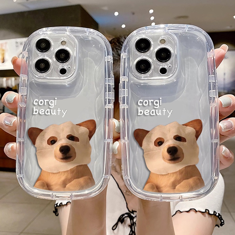 IPHONE Casing Ponsel Tahan Guncangan Anjing Lucu Kompatibel Untuk Iphone11 14 13 12 Pro XS Max Casing X XR 78 Plus Lembut Transparan TPU Silicone Cover